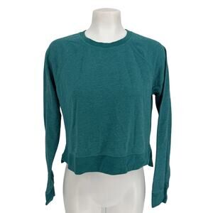 Sweaty Betty Teal Crewneck Sweatshirt Split Hem M Athleisure Pilates Yoga Gym